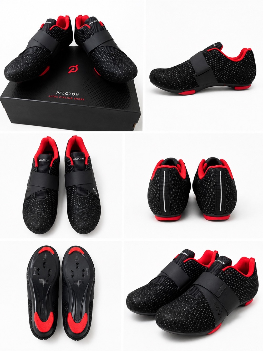 Peloton Men's Black Cycling Shoes with Red Accents